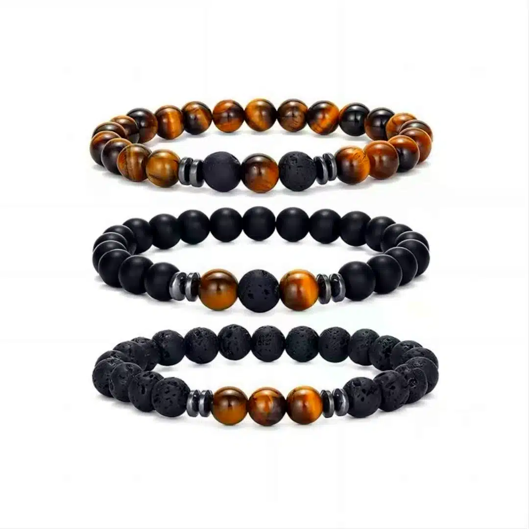 an amage of 3-Piece Natural Stone Bracelet Set