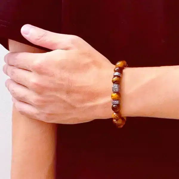 Tiger Eye Bracelet with Alloy Charms -Regulate emotions and enhance courage - Image 5