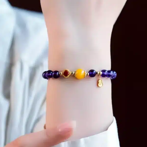 Natural Amethyst Bracelet with Beeswax & Carnelian – Calming Energy & Creativity - Image 8