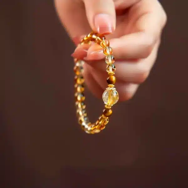 Citrine & Tiger Eye Bracelet with Golden Rutilated Quartz – Crystal Energy for Wealth, Focus & Success - Image 3