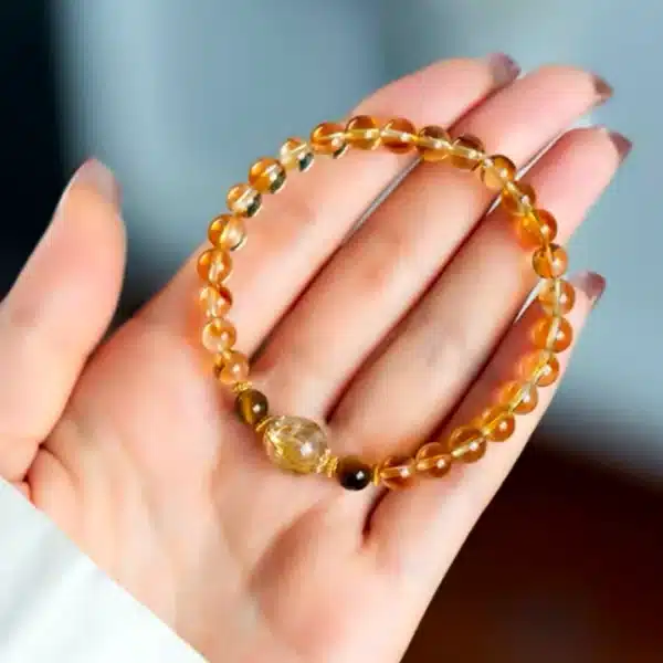 Citrine & Tiger Eye Bracelet with Golden Rutilated Quartz – Crystal Energy for Wealth, Focus & Success - Image 4