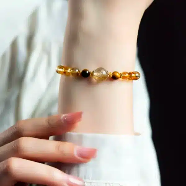 Citrine & Tiger Eye Bracelet with Golden Rutilated Quartz – Crystal Energy for Wealth, Focus & Success - Image 6