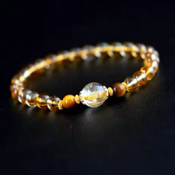 Citrine & Tiger Eye Bracelet with Golden Rutilated Quartz – Crystal Energy for Wealth, Focus & Success - Image 2