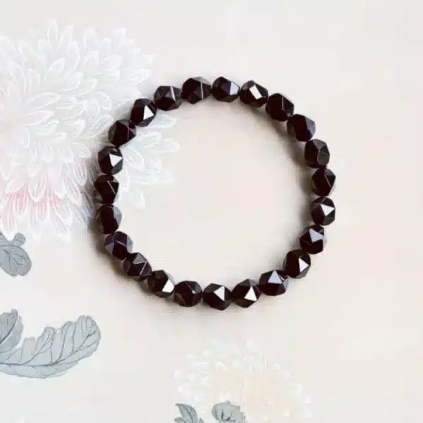 Faceted Obsidian Bracelet – Natural Multi-Cut Black Crystal Beads for Protection & Clarity - Image 3