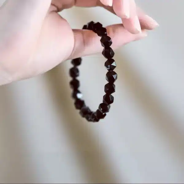 Faceted Obsidian Bracelet – Natural Multi-Cut Black Crystal Beads for Protection & Clarity - Image 4