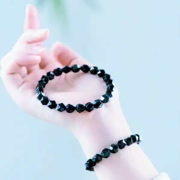 Faceted Obsidian Bracelet – Natural Multi-Cut Black Crystal Beads for Protection & Clarity - Image 6