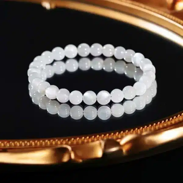 Moonstone Bracelet – Natural 6mm Beaded Crystal for Inner Peace & Feminine Energy - Image 2