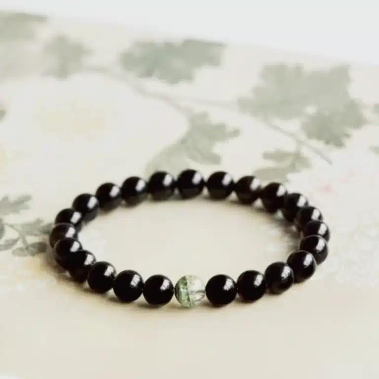 an amage of Obsidian Bracelet with Green Phantom Quartz
