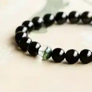 an amage of Obsidian Bracelet with Green Phantom Quartz