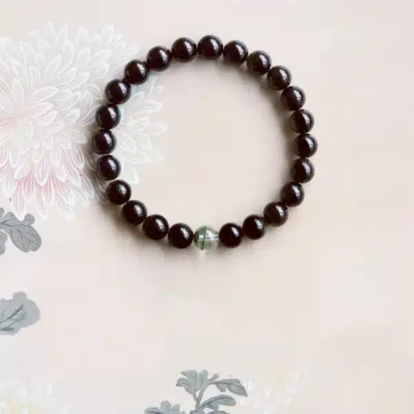 Obsidian & Green Phantom Quartz Bracelet – Transformation, Protection & Spiritual Awakening - Image 4