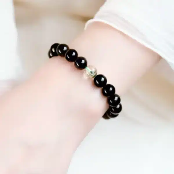 Obsidian & Green Phantom Quartz Bracelet – Transformation, Protection & Spiritual Awakening - Image 8