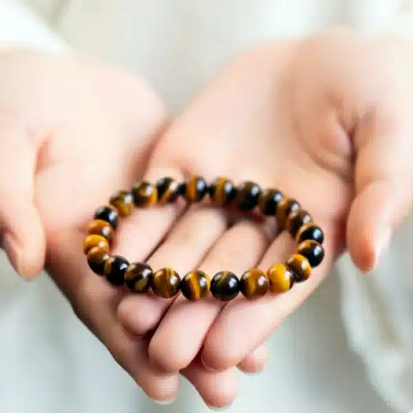 Simple Tiger Eye Stone Bracelet – Natural 8mm Crystal Beads for Strength & Focus - Image 2