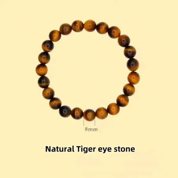 Simple Tiger Eye Stone Bracelet – Natural 8mm Crystal Beads for Strength & Focus - Image 5