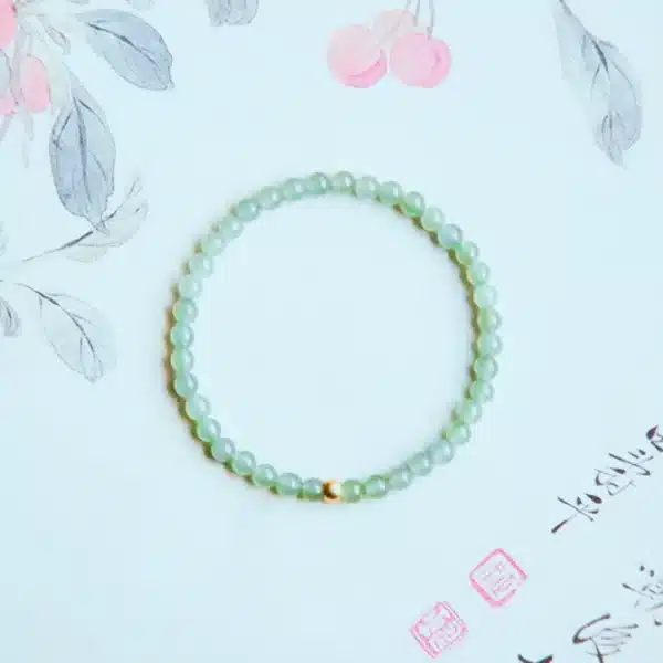 Elegant Hetian Jade Bracelet with Gold Lucky Beads – Authentic Xinjiang Chinese Jade - Image 2