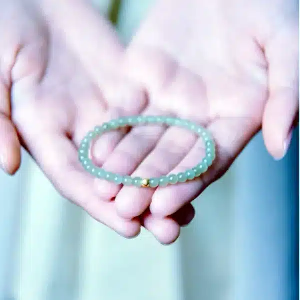 Elegant Hetian Jade Bracelet with Gold Lucky Beads – Authentic Xinjiang Chinese Jade - Image 8