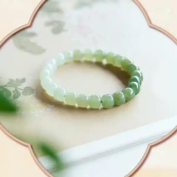 Feng Shui Gradient Hetian Jade Bracelet – Natural Color-Transition Jade Beads for Harmony & Luck - Image 5