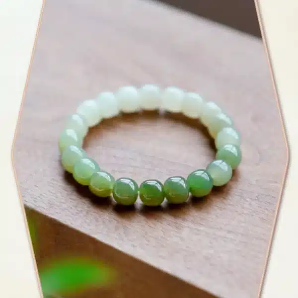 Feng Shui Gradient Hetian Jade Bracelet – Natural Color-Transition Jade Beads for Harmony & Luck - Image 3