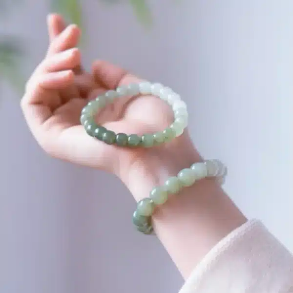 Feng Shui Gradient Hetian Jade Bracelet – Natural Color-Transition Jade Beads for Harmony & Luck - Image 7