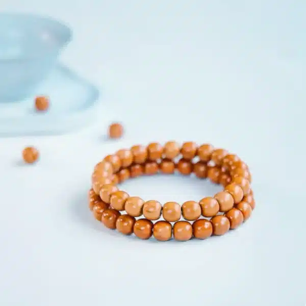 Handcrafted Seed Bead Bracelet – Natural Walnut Monk Beads - Image 3