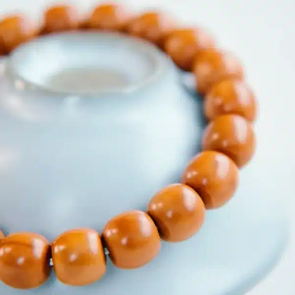 Handcrafted Seed Bead Bracelet – Natural Walnut Monk Beads - Image 5