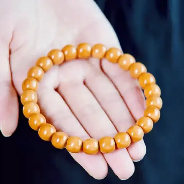 Handcrafted Seed Bead Bracelet – Natural Walnut Monk Beads - Image 6