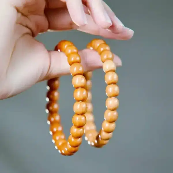 Handcrafted Seed Bead Bracelet – Natural Walnut Monk Beads - Image 7