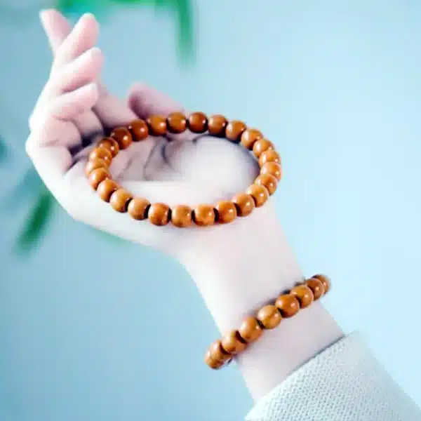Handcrafted Seed Bead Bracelet – Natural Walnut Monk Beads - Image 8