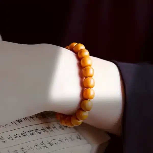 Handcrafted Seed Bead Bracelet – Natural Walnut Monk Beads - Image 9